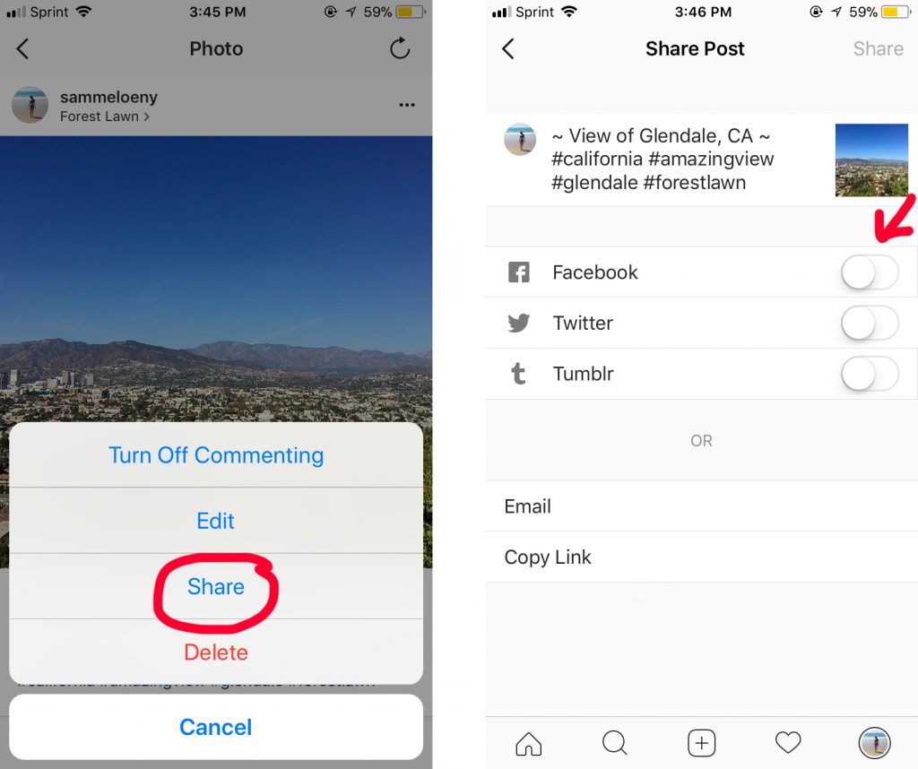 Republish Instagram to Facebook